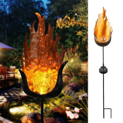 Solar LED Simulate Flame Light Lawn Lantern Lamp Waterproof Outdoor Lights DailySale