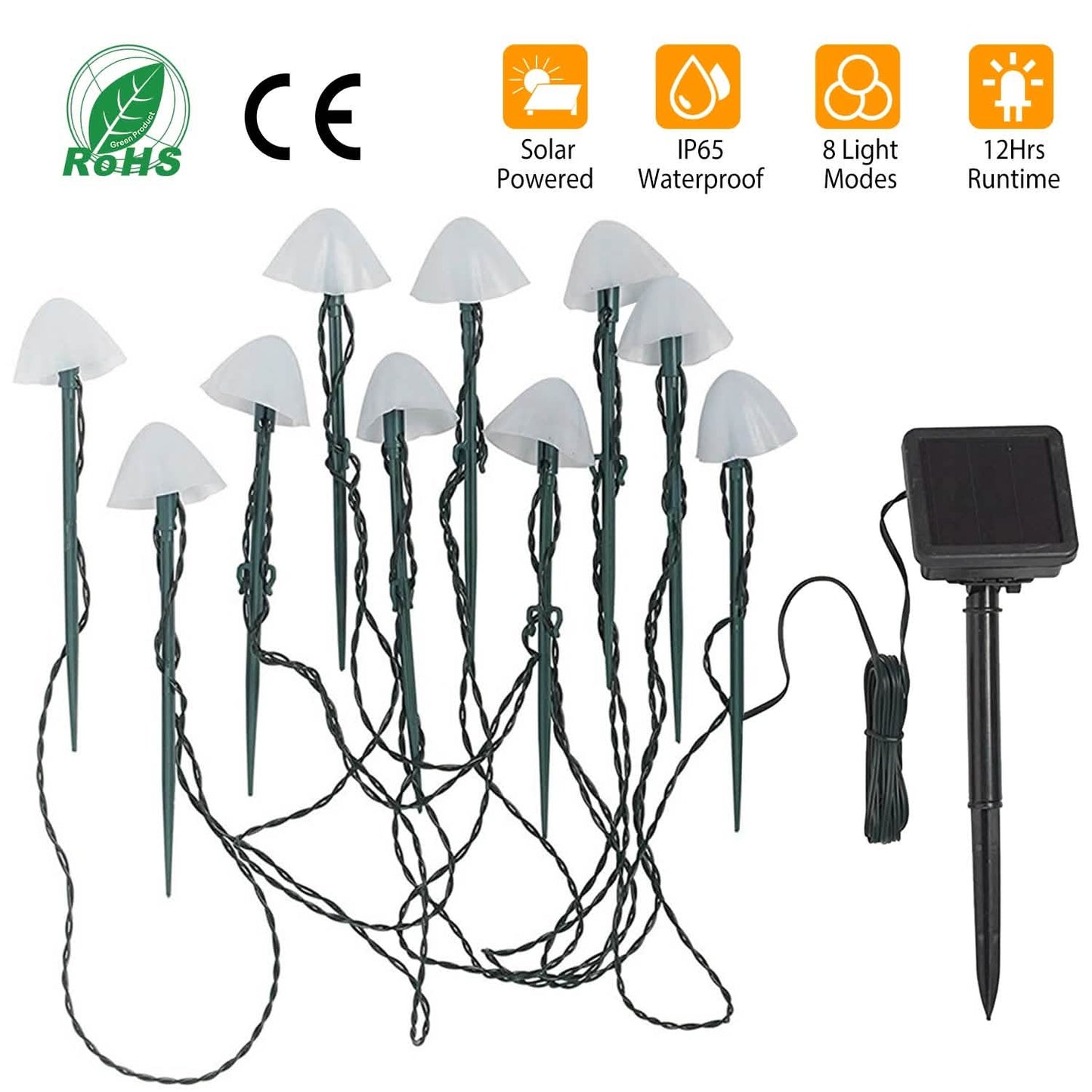 Solar Mushroom Lights Outdoor Decoration 10 LED Light Stake DailySale