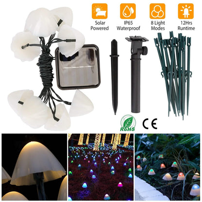 Solar Mushroom Lights Outdoor Decoration 10 LED Light Stake DailySale