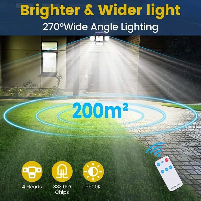 Solar Outdoor Lights 333 LEDs Motion Sensor Lights 4 Heads DailySale