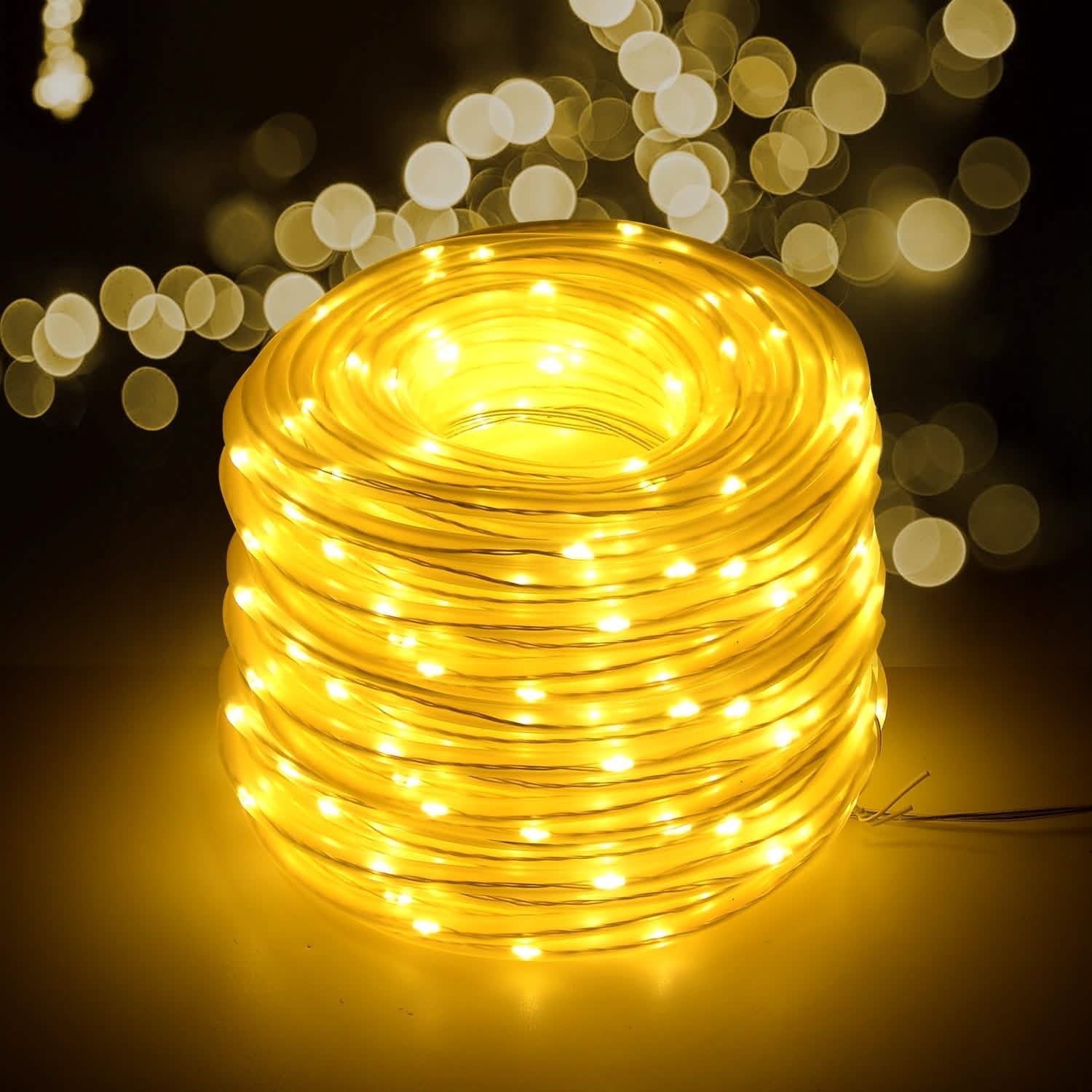 Solar Panel Powered 75.5 Ft. Warm White Rope String Fairy Lights DailySale