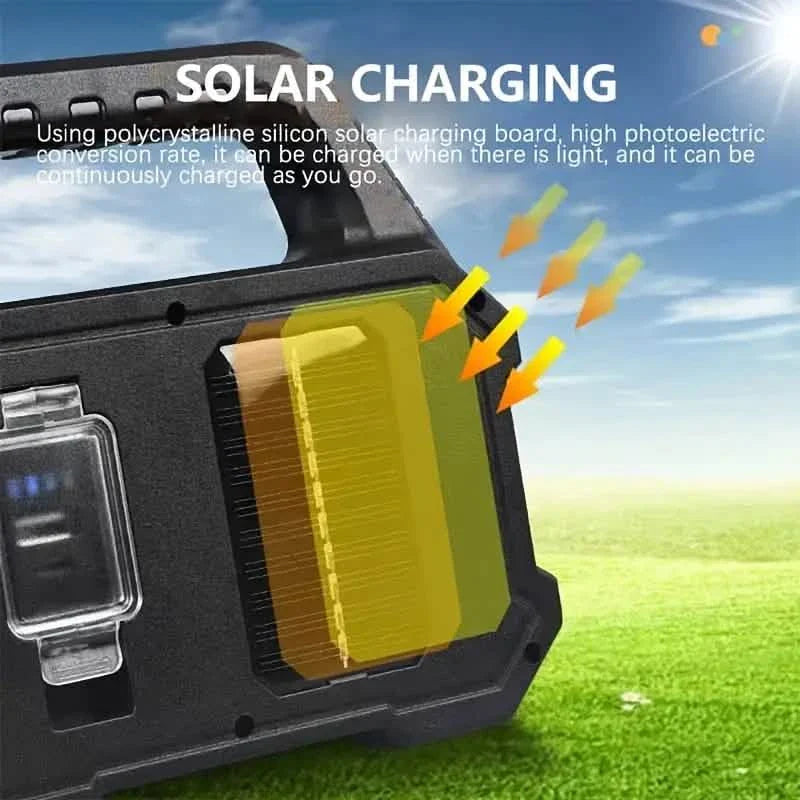 Solar Portable Flashlight & Handheld Searchlight with Side Lights DailySale