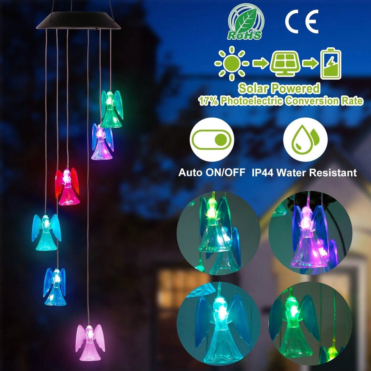 Solar Powered Angel Lights Wind Chimes LED Color Changing DailySale