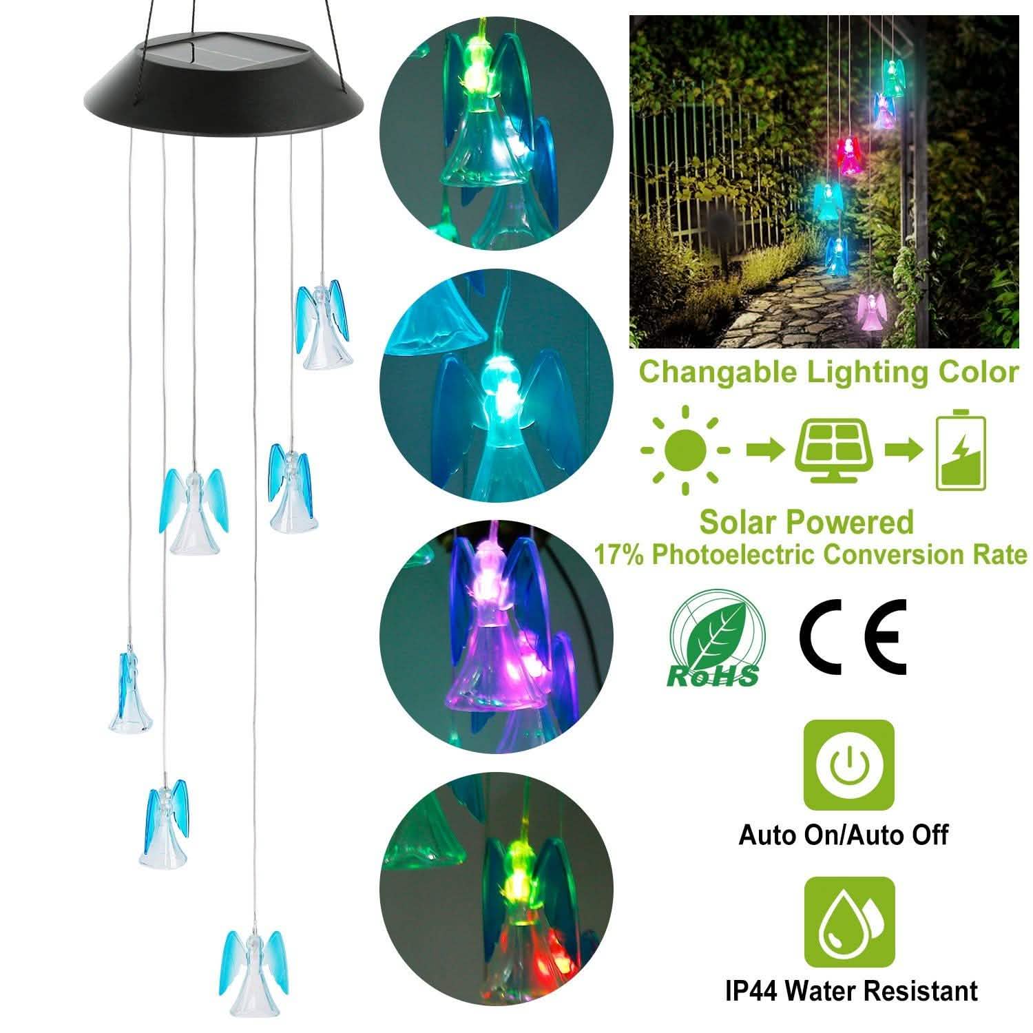 Solar Powered Angel Lights Wind Chimes LED Color Changing DailySale