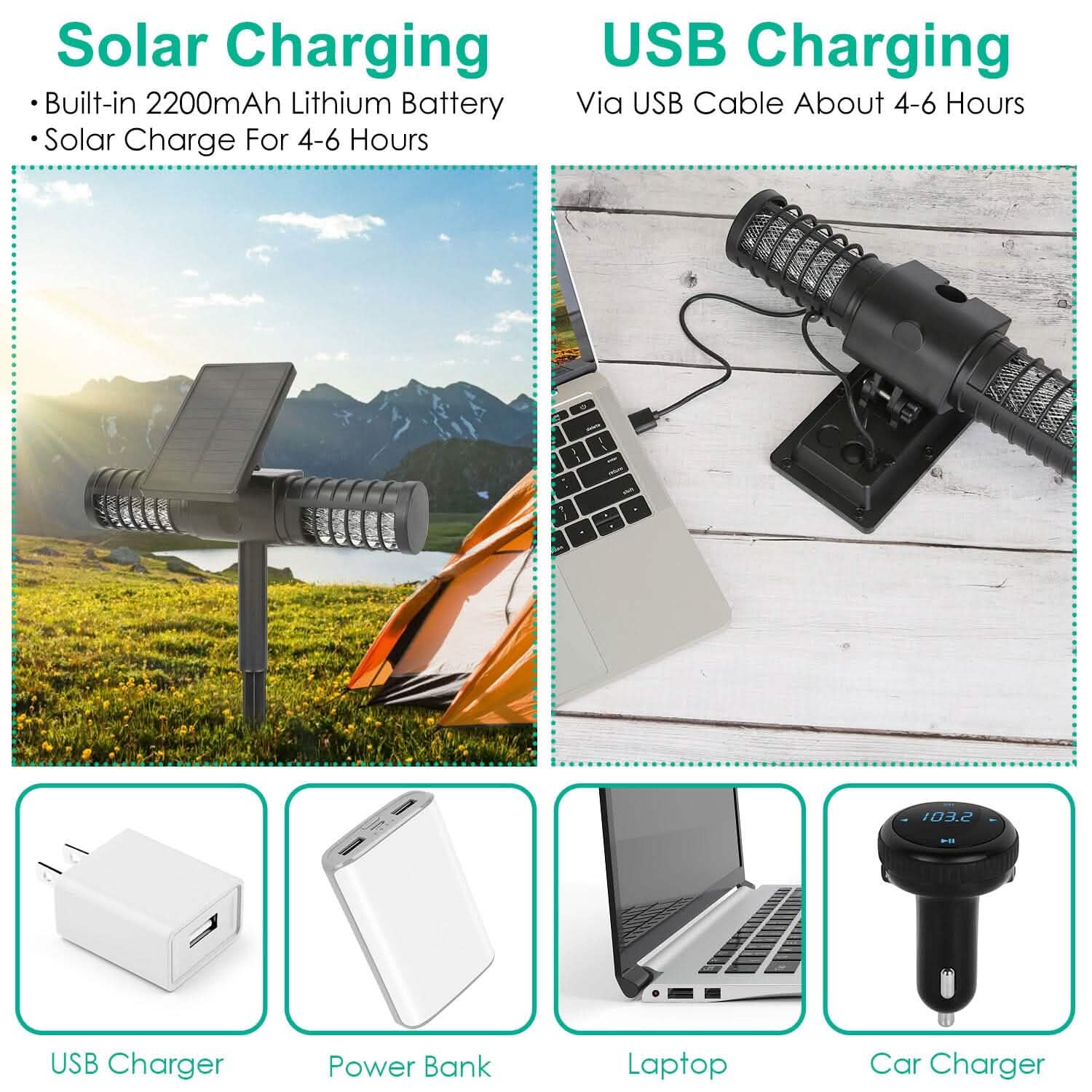 Solar Powered Bug Zapper LED Mosquito Killer Lamp DailySale