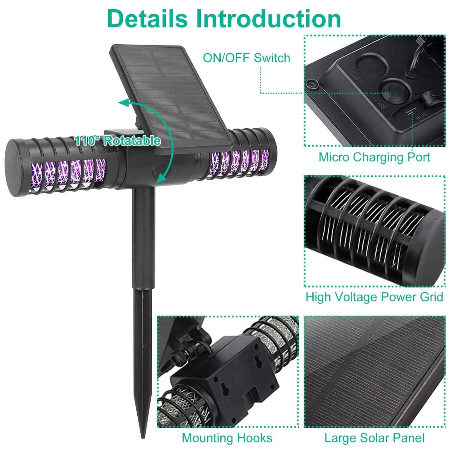 Solar Powered Bug Zapper LED Mosquito Killer Lamp DailySale