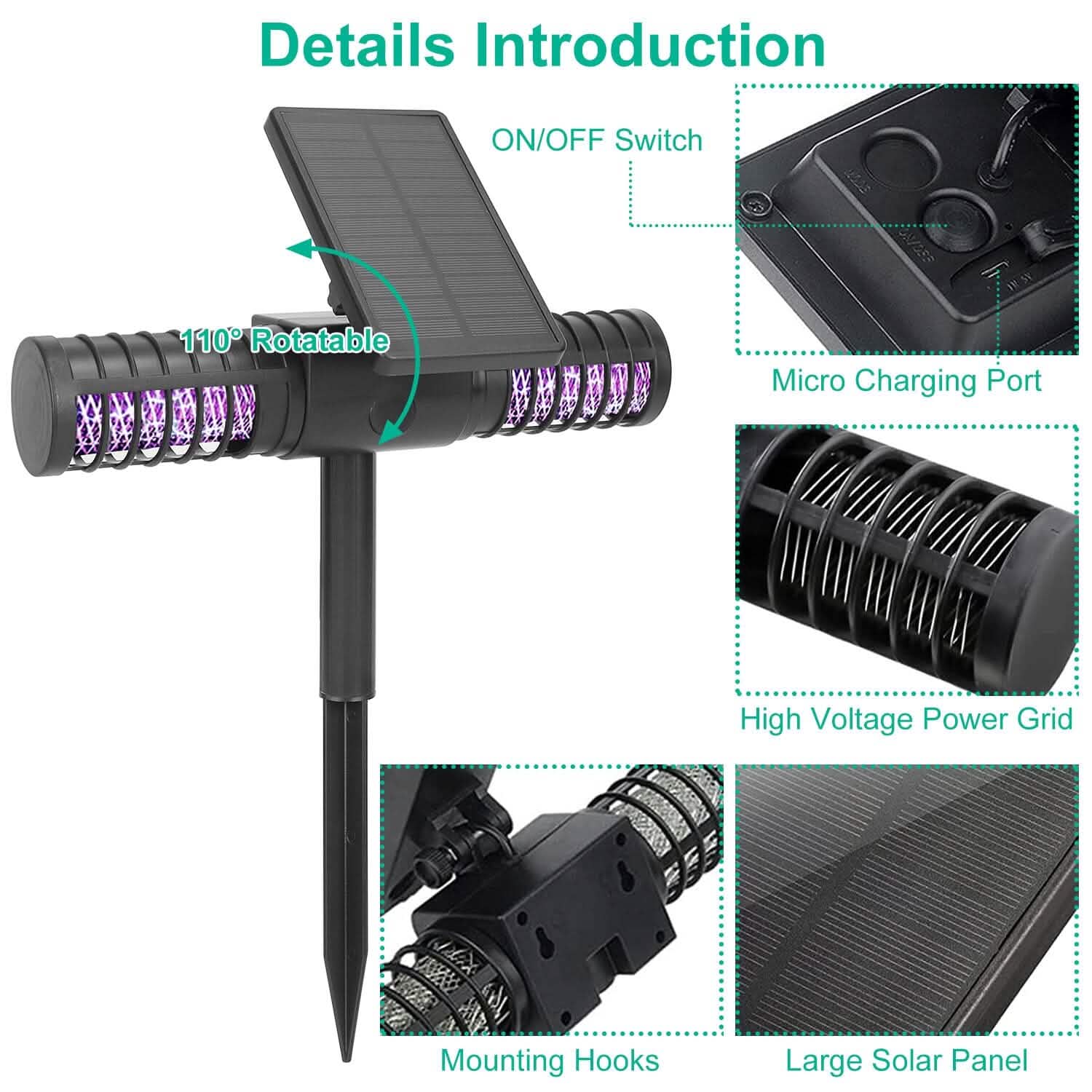Solar Powered Bug Zapper LED Mosquito Killer Lamp DailySale