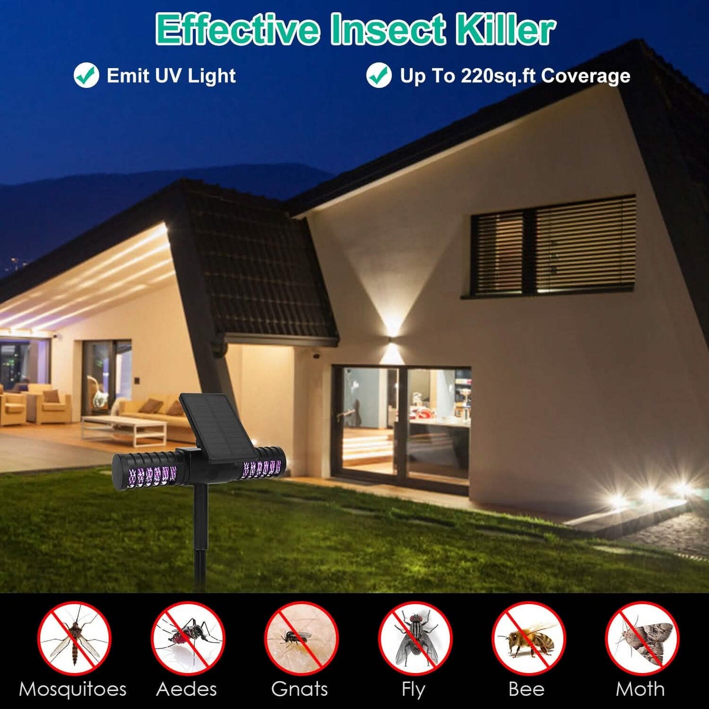 Solar Powered Bug Zapper LED Mosquito Killer Lamp DailySale