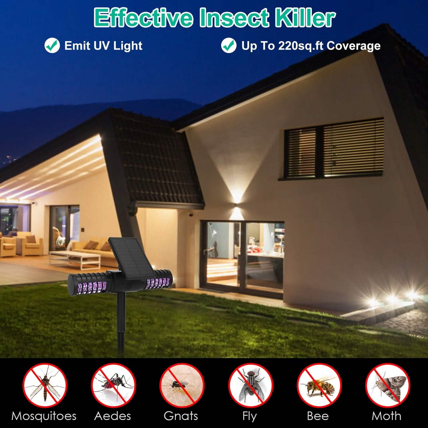 Solar Powered Bug Zapper LED Mosquito Killer Lamp DailySale