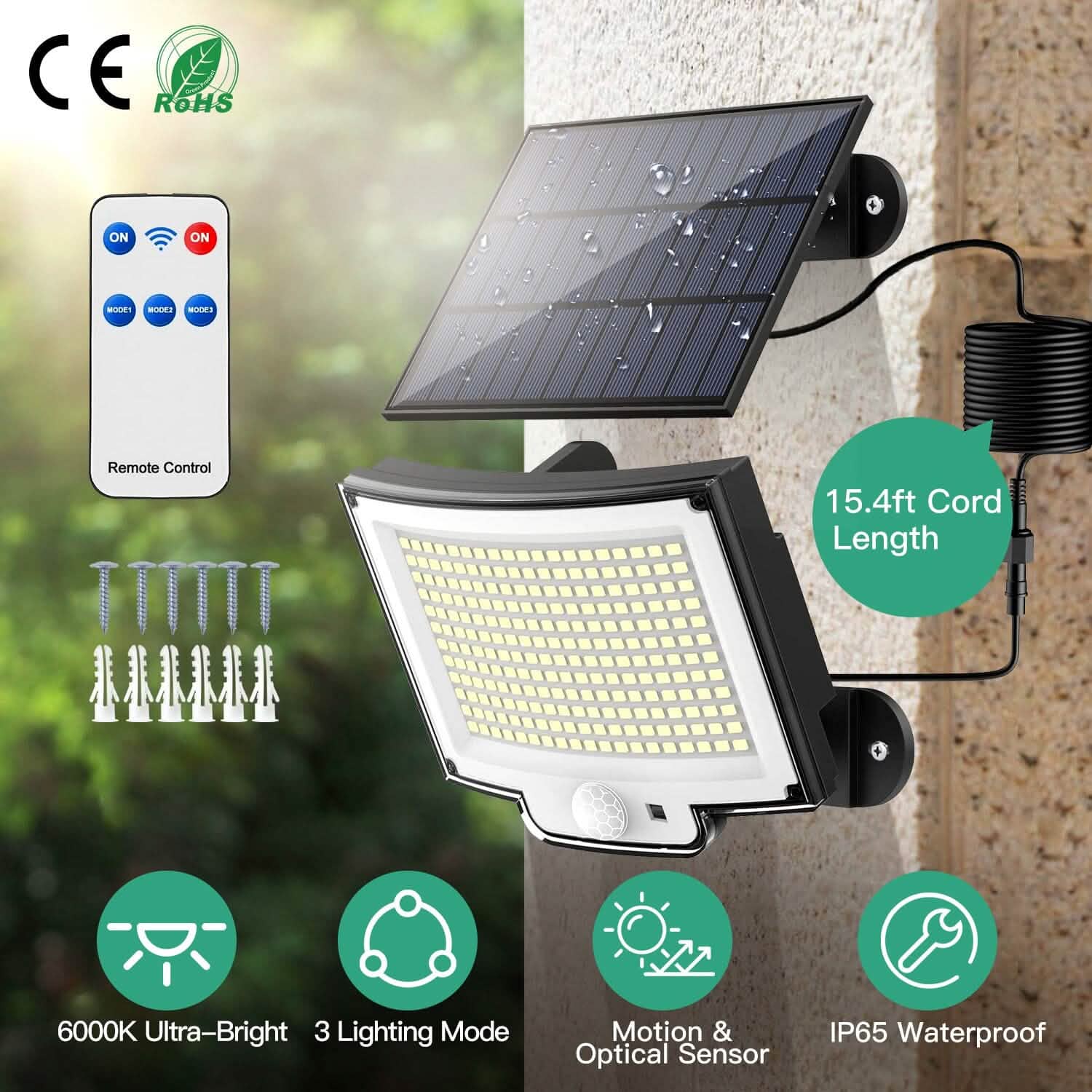 Solar Powered Flood Light Solar IP65 Waterproof Motion Sensor with Remote DailySale
