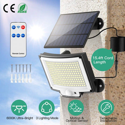 Solar Powered Flood Light Solar IP65 Waterproof Motion Sensor with Remote DailySale