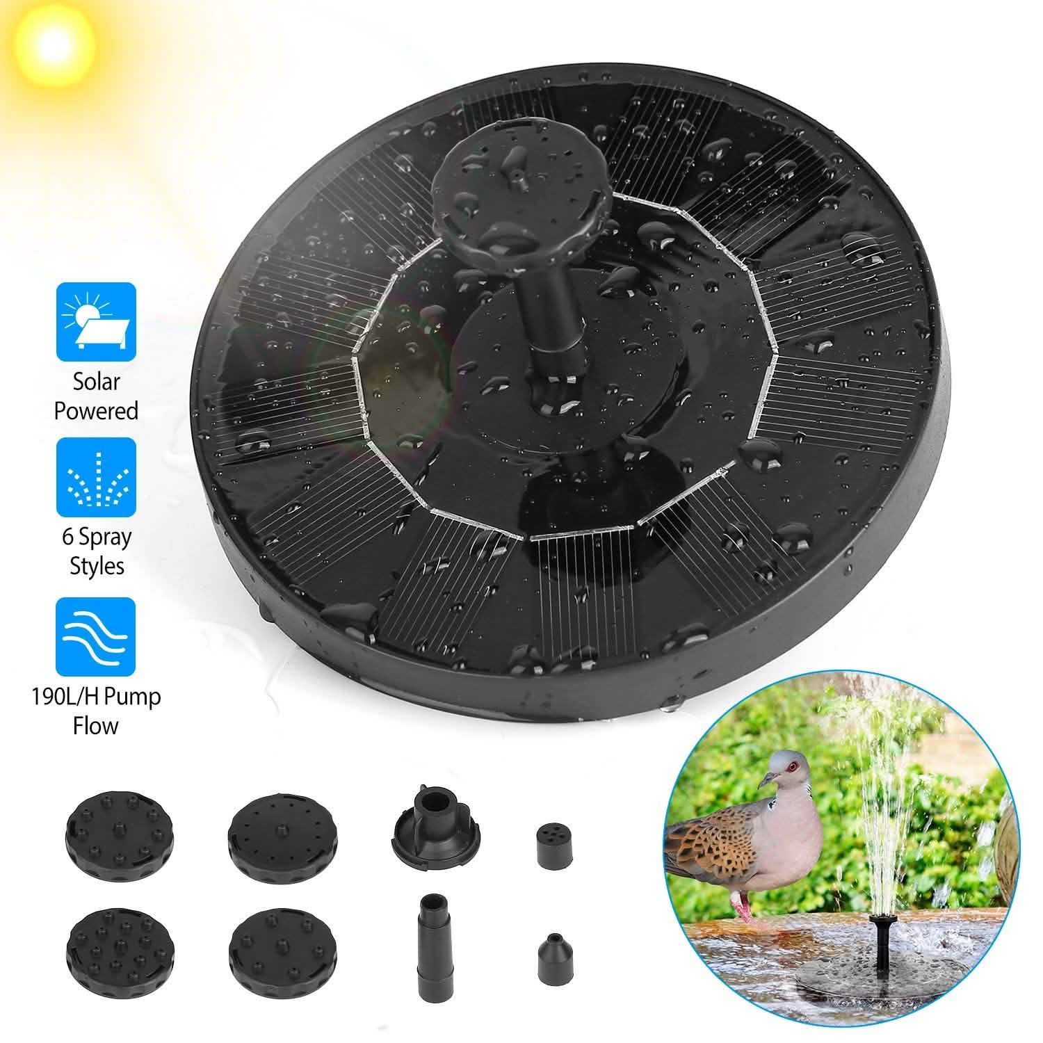 Solar Powered Fountain Pump Floating Bird Bath Pond DailySale