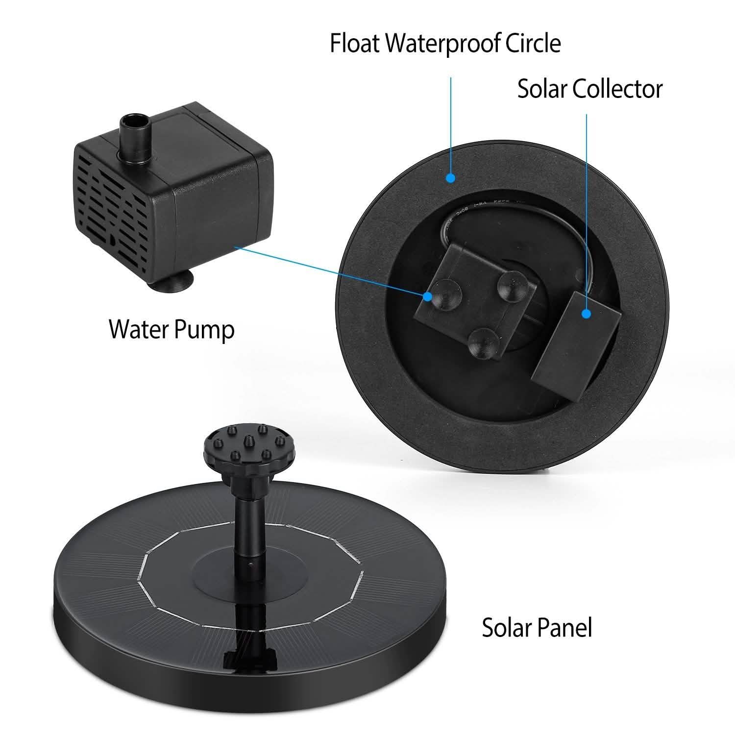 Solar Powered Fountain Pump Floating Bird Bath Pond DailySale