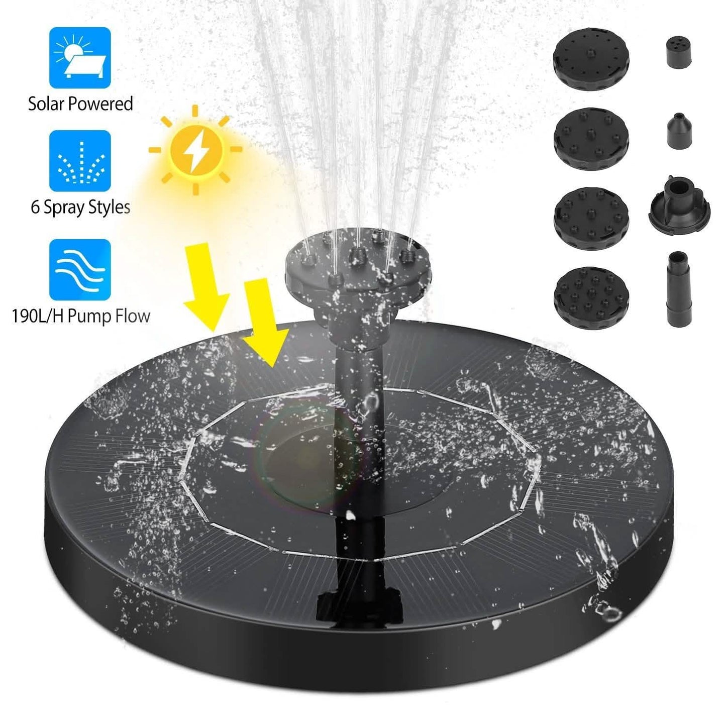 Solar Powered Fountain Pump Floating Bird Bath Pond DailySale