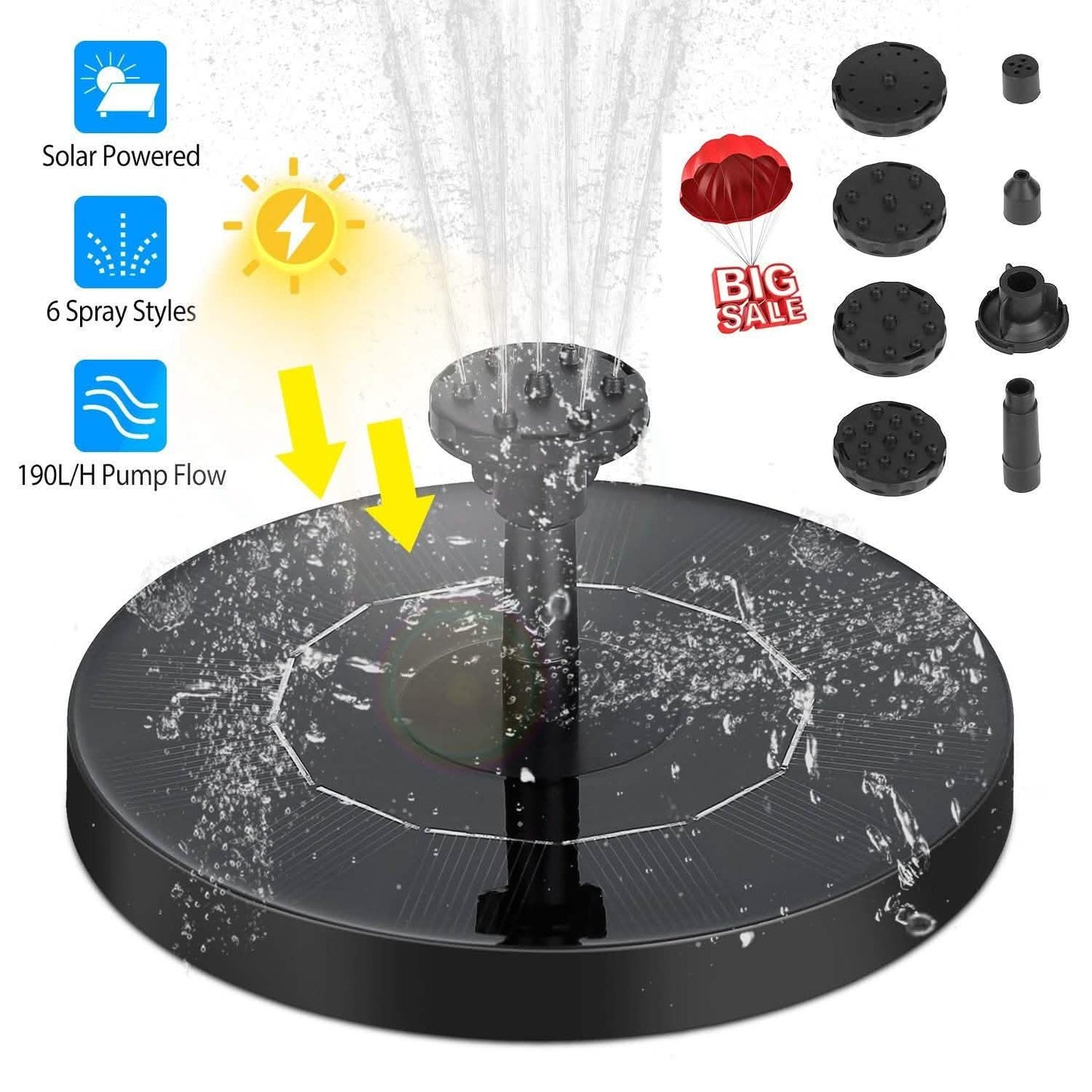 Solar Powered Fountain Pump Floating Bird Bath Pond DailySale