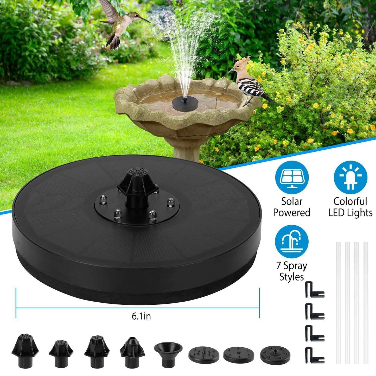 Solar Powered Fountain Pump Floating Bird Bath Pond Pump DailySale