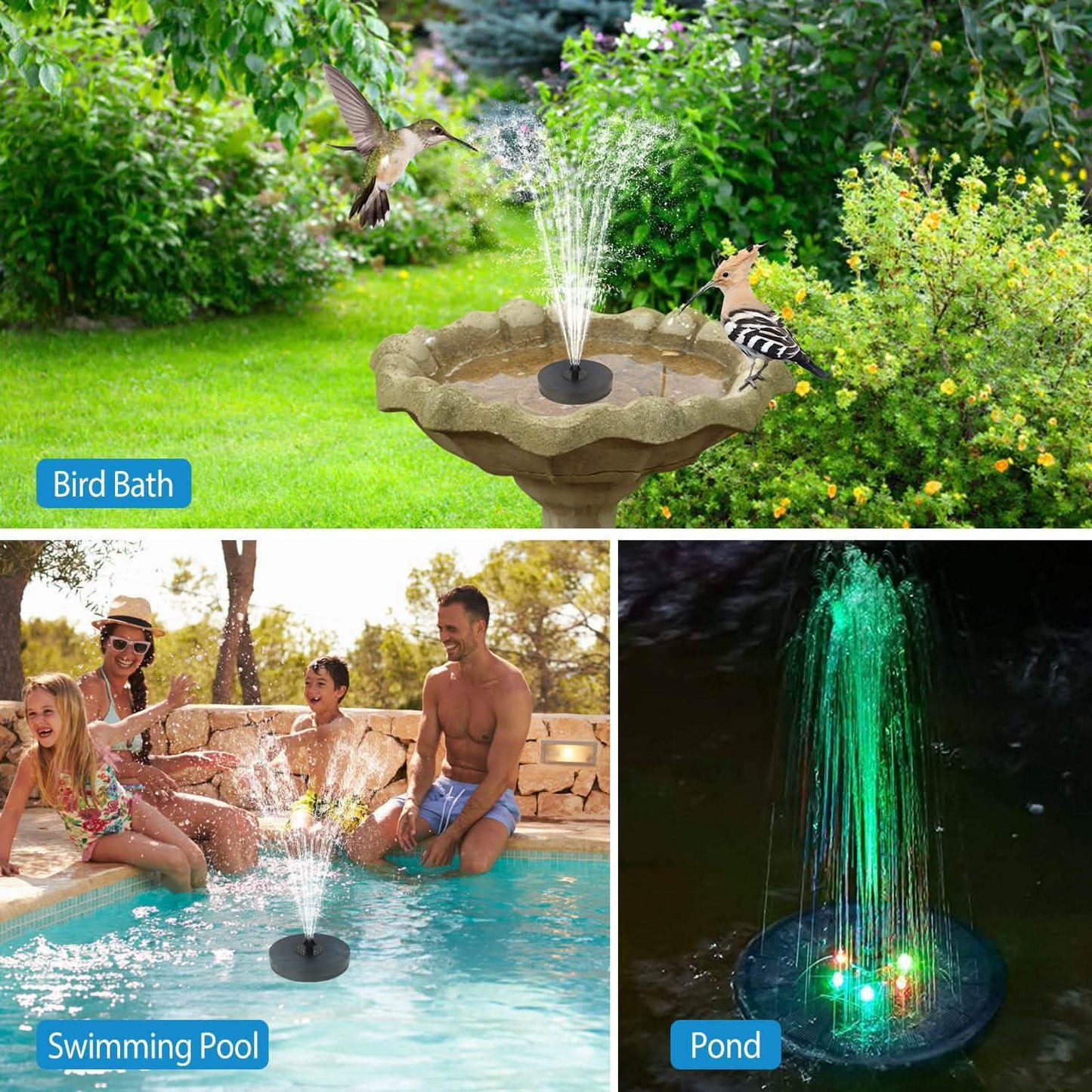 Solar Powered Fountain Pump Floating Bird Bath Pond Pump DailySale