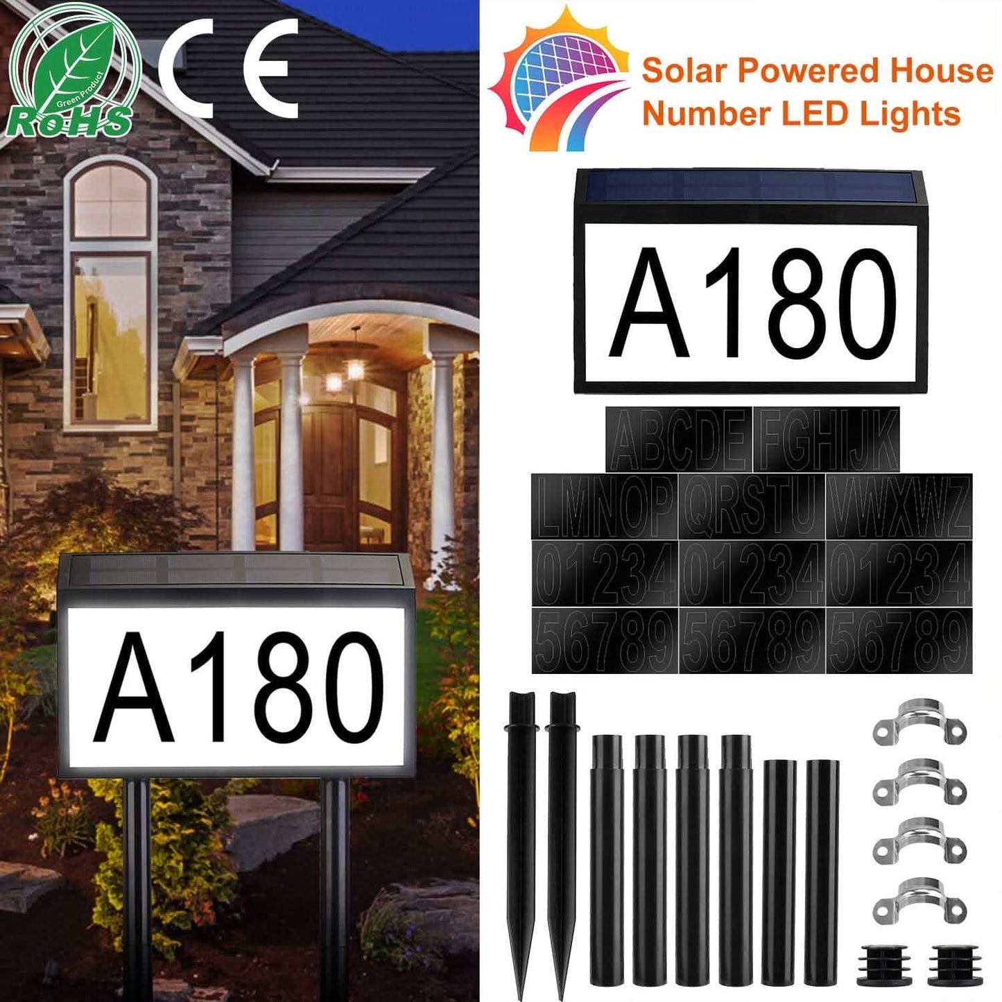 Solar Powered House Numbers LED Address Plaque Sign DailySale