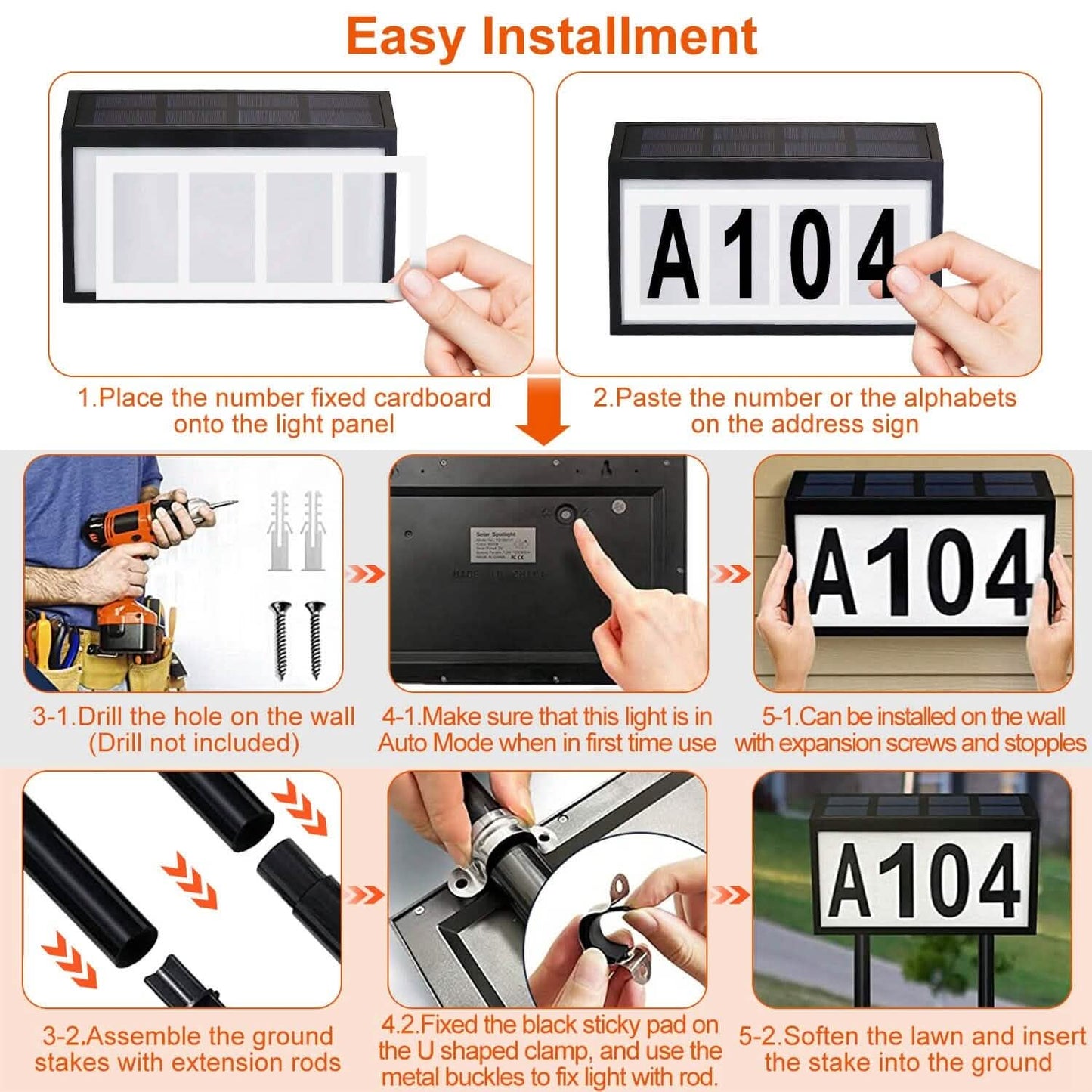 Solar Powered House Numbers LED Address Plaque Sign DailySale