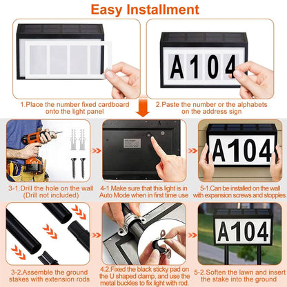 Solar Powered House Numbers LED Address Plaque Sign DailySale