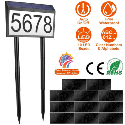 Solar Powered House Numbers LED Address Plaque Sign DailySale