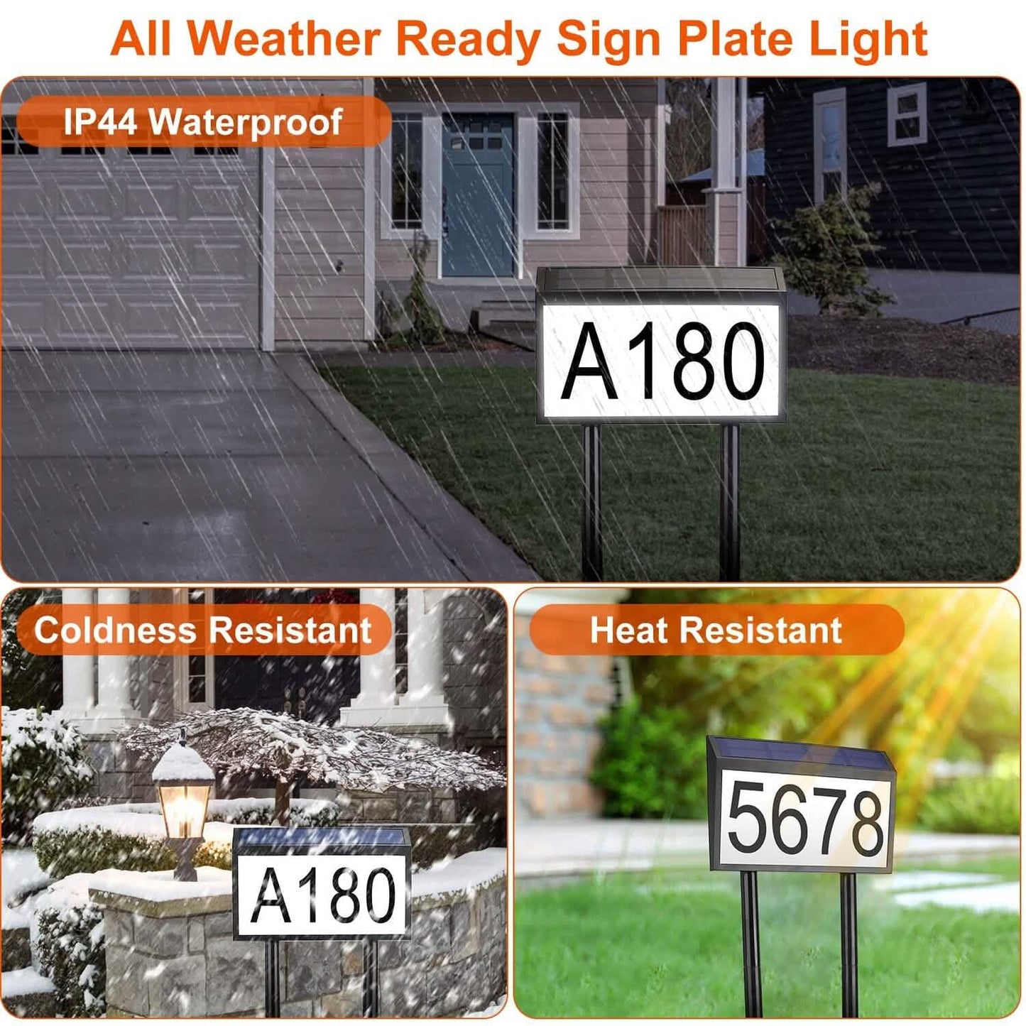 Solar Powered House Numbers LED Address Plaque Sign DailySale