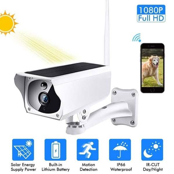 Solar Powered IP Camera with Rechargable Batteries HD 1080p Loop Recording DailySale