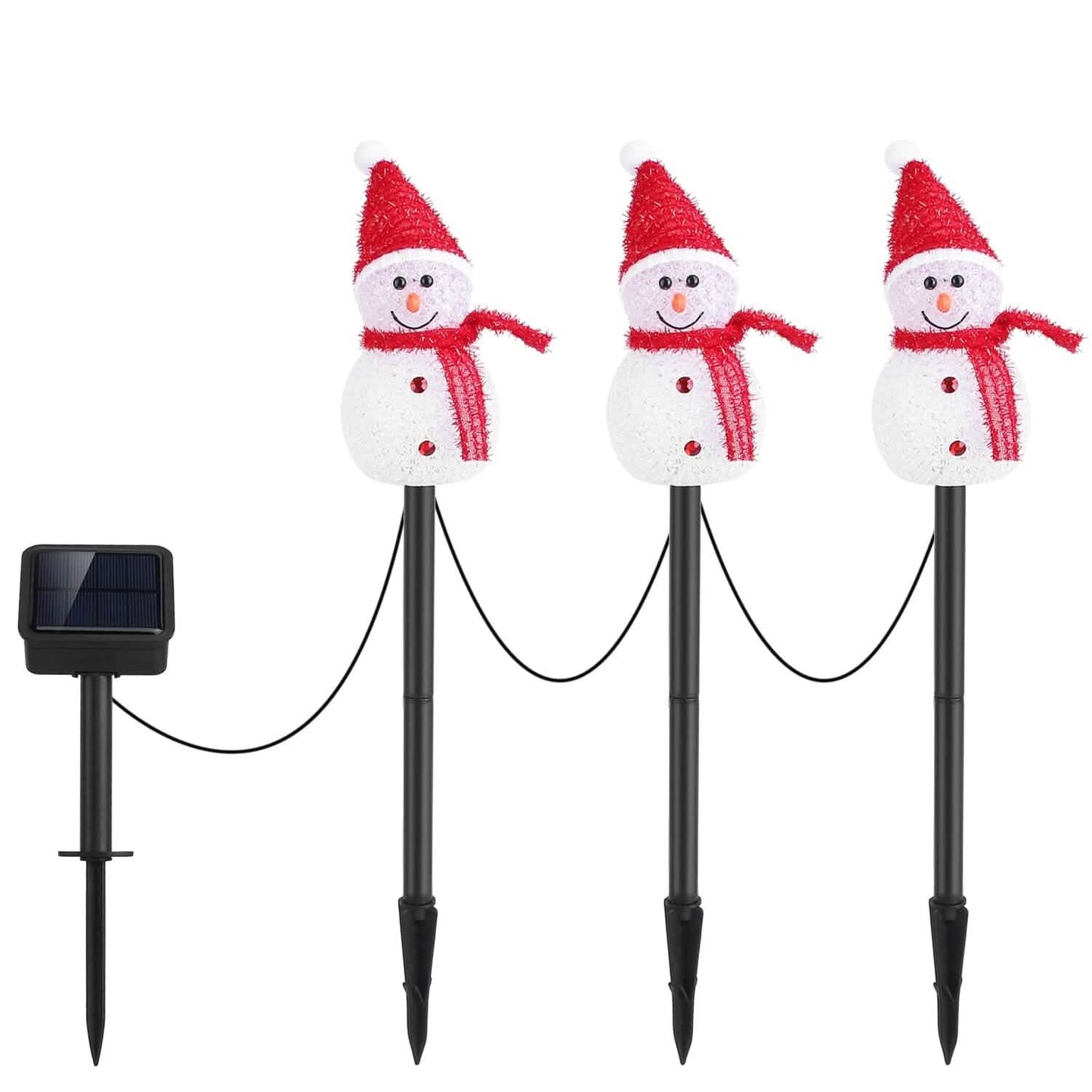 Solar Powered Lamp 3 Snowmen Garden Stake Light DailySale