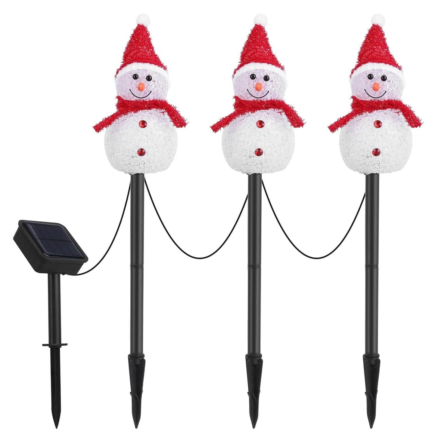 Solar Powered Lamp 3 Snowmen Garden Stake Light DailySale
