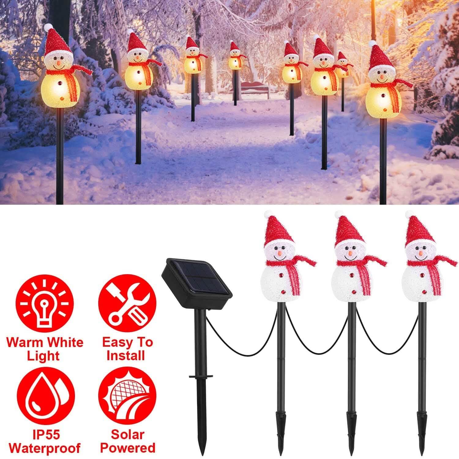 Solar Powered Lamp 3 Snowmen Garden Stake Light DailySale