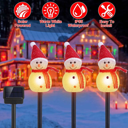 Solar Powered Lamp 3 Snowmen Garden Stake Light DailySale