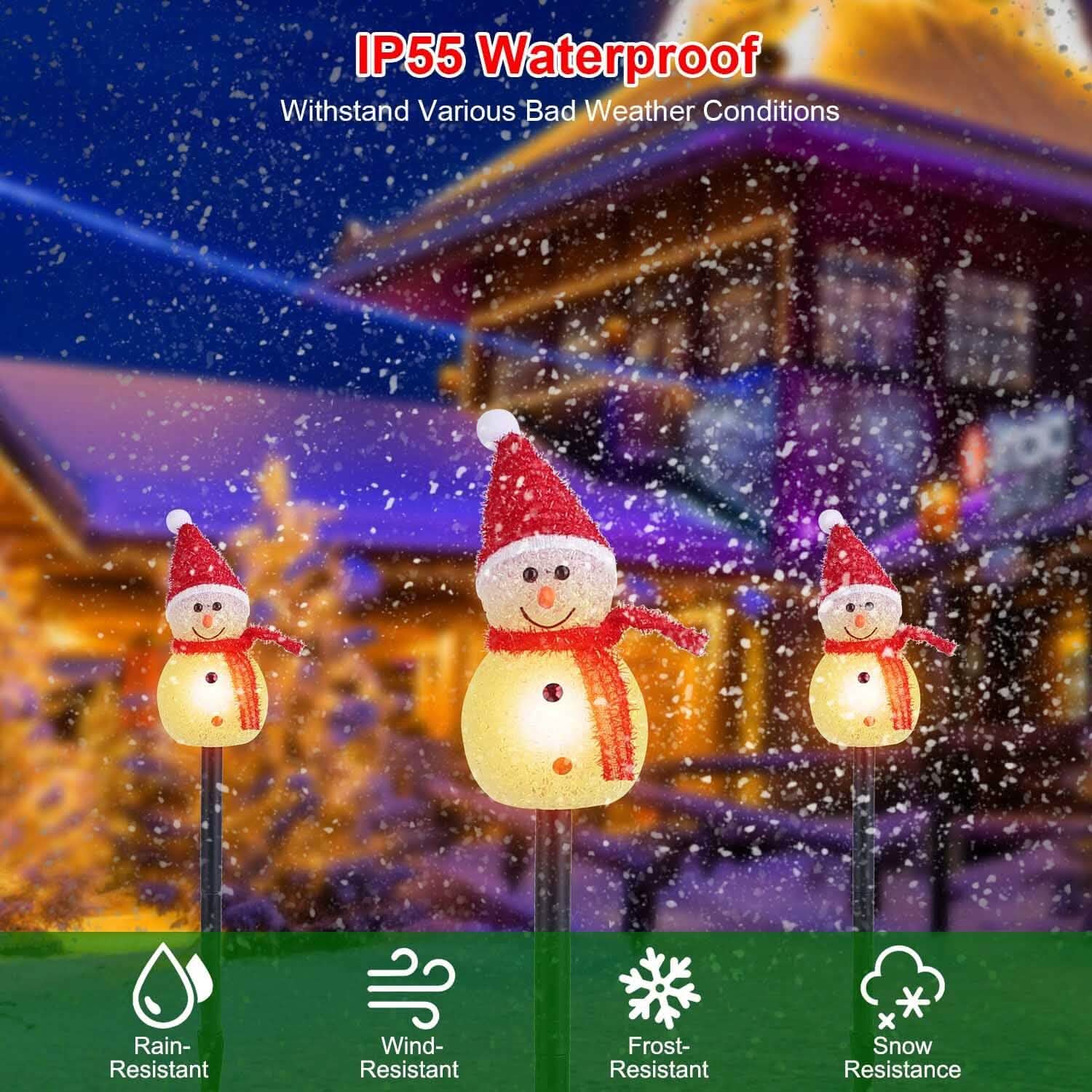 Solar Powered Lamp 3 Snowmen Garden Stake Light DailySale