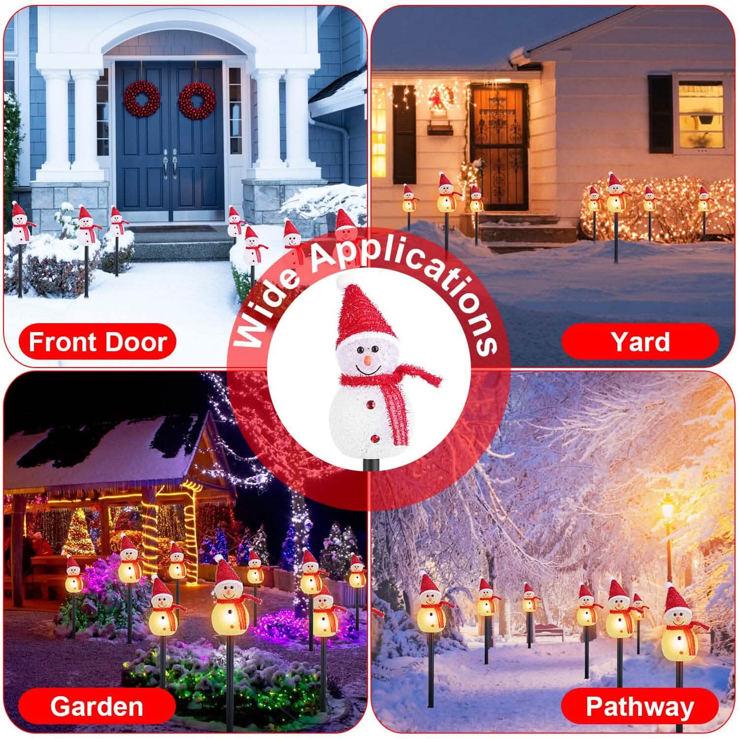 Solar Powered Lamp 3 Snowmen Garden Stake Light DailySale