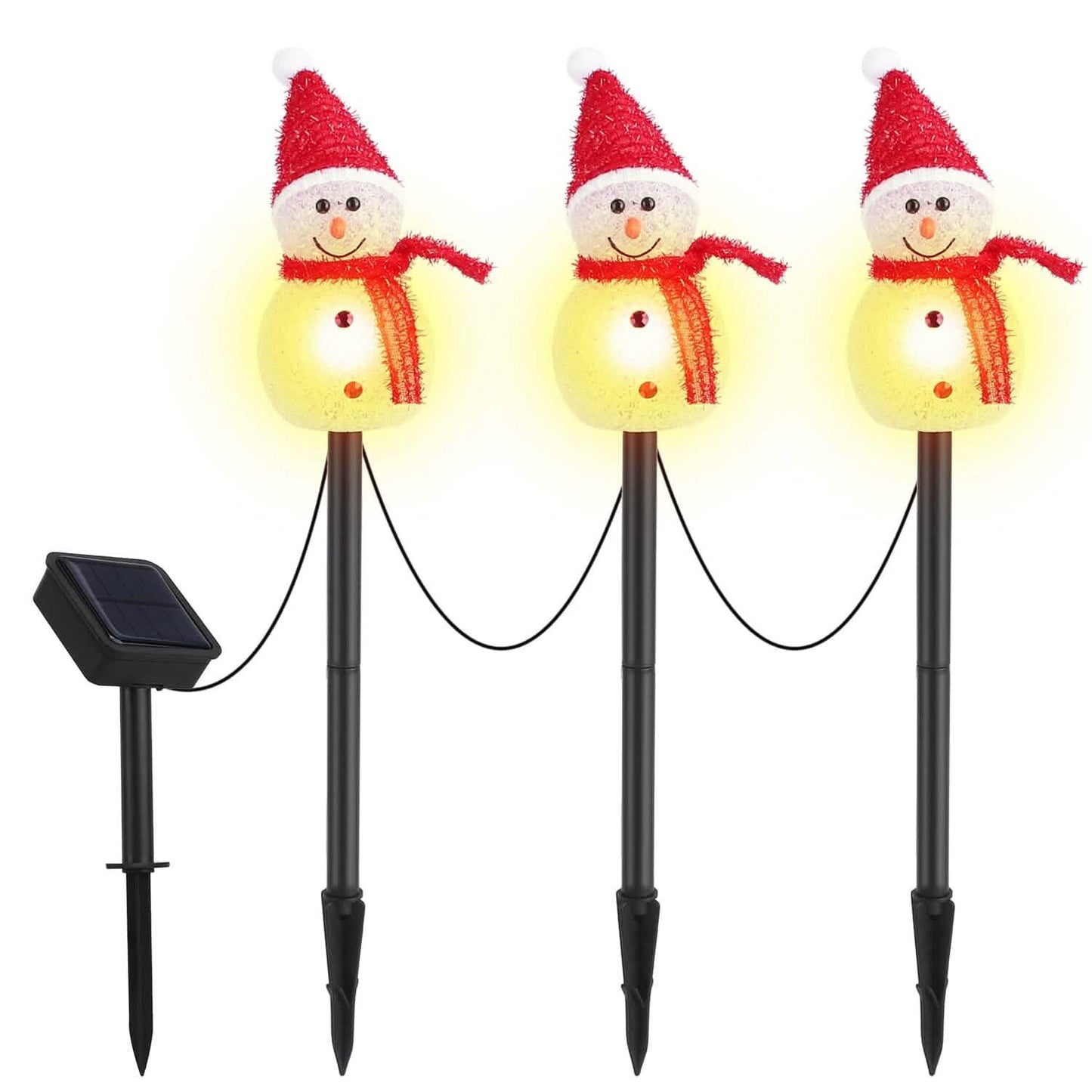 Solar Powered Lamp 3 Snowmen Garden Stake Light DailySale