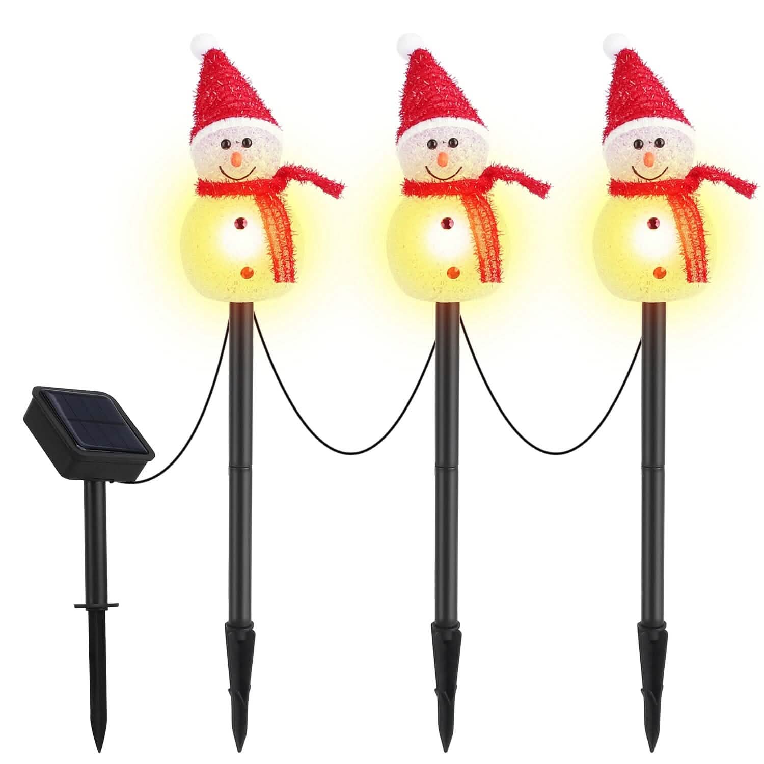 Solar Powered Lamp 3 Snowmen Garden Stake Light DailySale