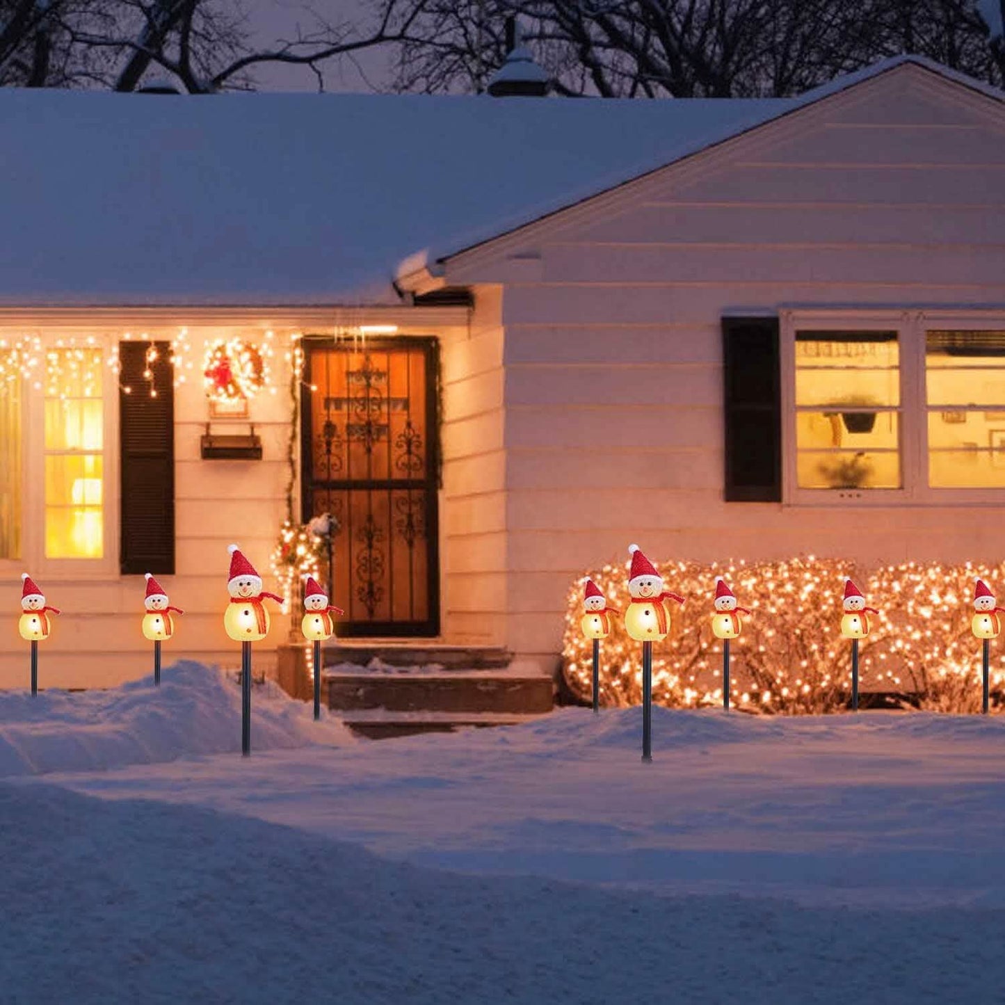 Solar Powered Lamp 3 Snowmen Garden Stake Light DailySale