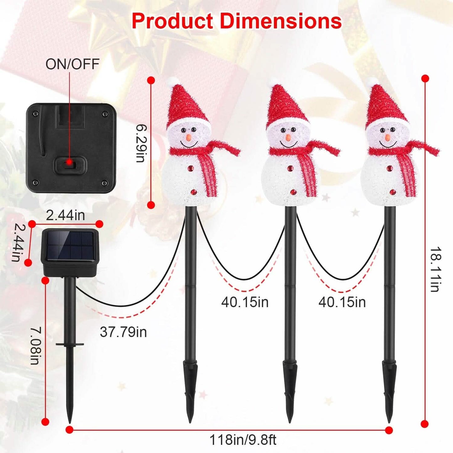 Solar Powered Lamp 3 Snowmen Garden Stake Light DailySale