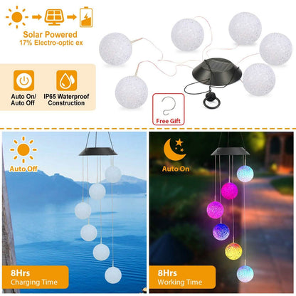 Solar Powered LED Ball Wind Chimes - Color Changing LED String Light DailySale