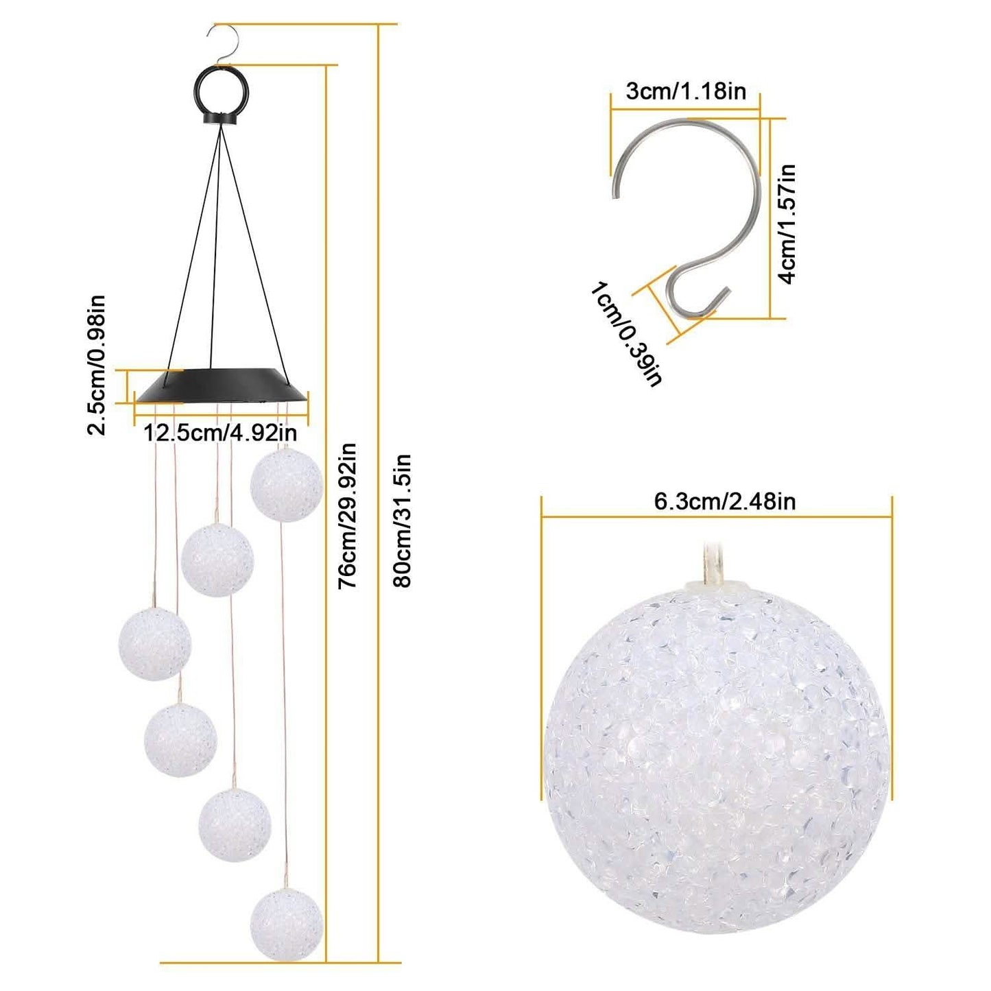 Solar Powered LED Ball Wind Chimes - Color Changing LED String Light DailySale