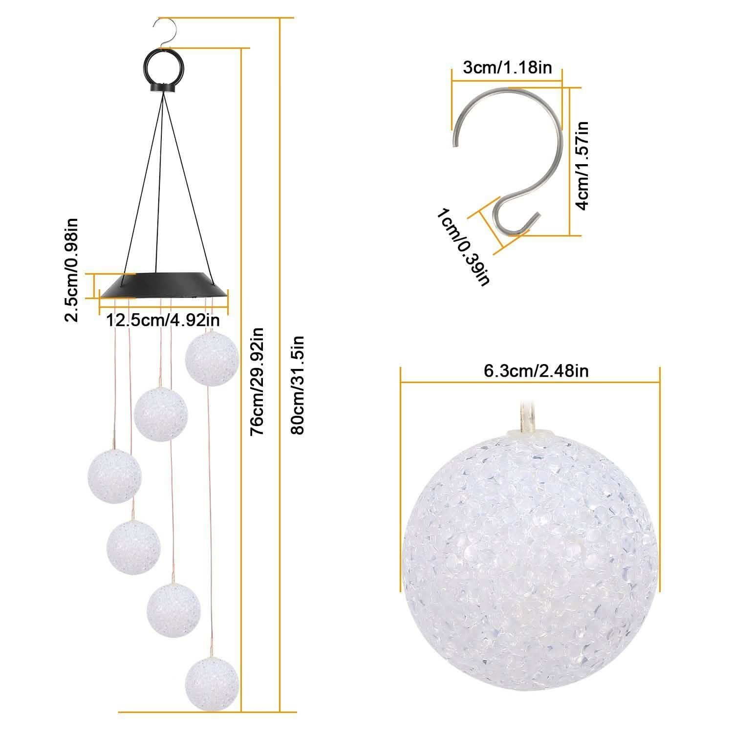 Solar Powered LED Ball Wind Chimes - Color Changing LED String Light DailySale