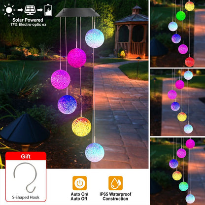 Solar Powered LED Ball Wind Chimes - Color Changing LED String Light DailySale