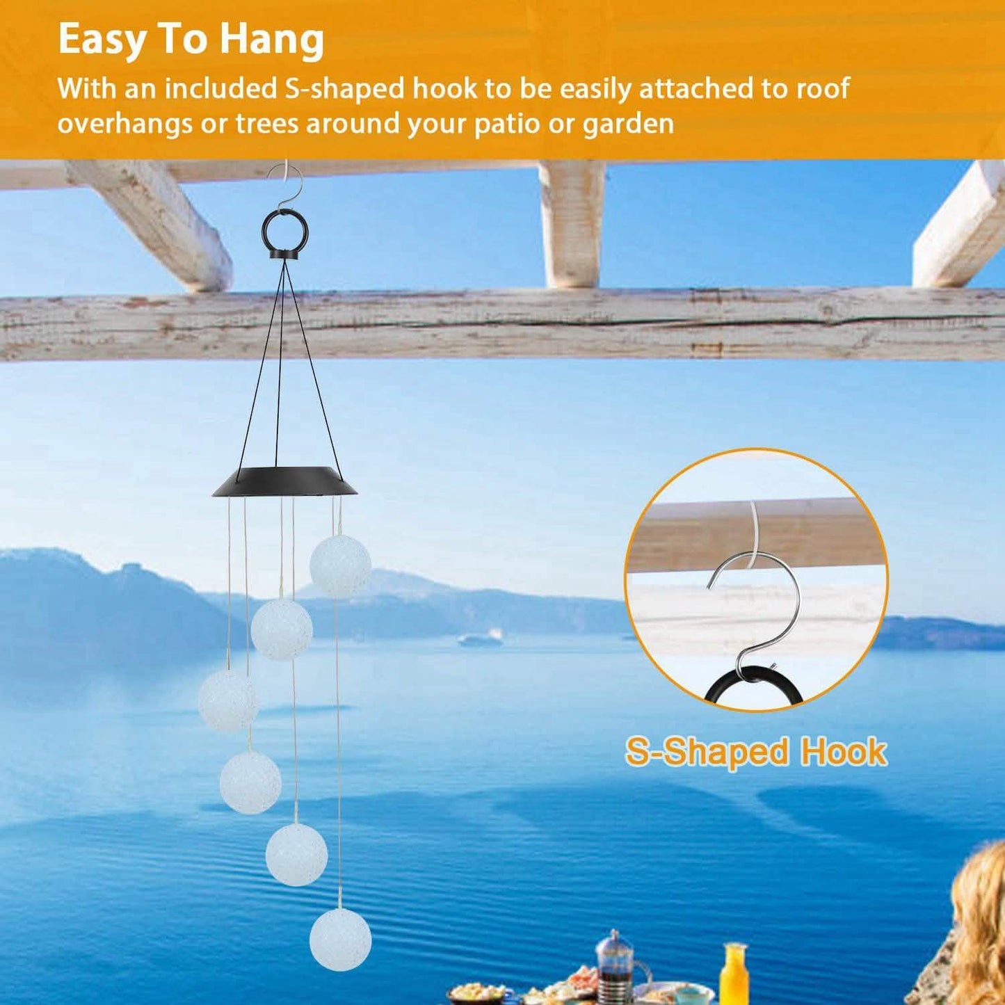 Solar Powered LED Ball Wind Chimes - Color Changing LED String Light DailySale