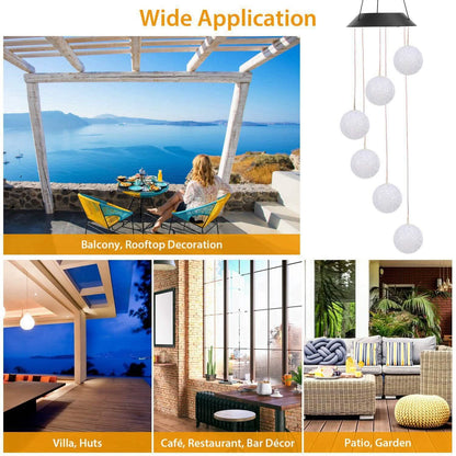 Solar Powered LED Ball Wind Chimes - Color Changing LED String Light DailySale