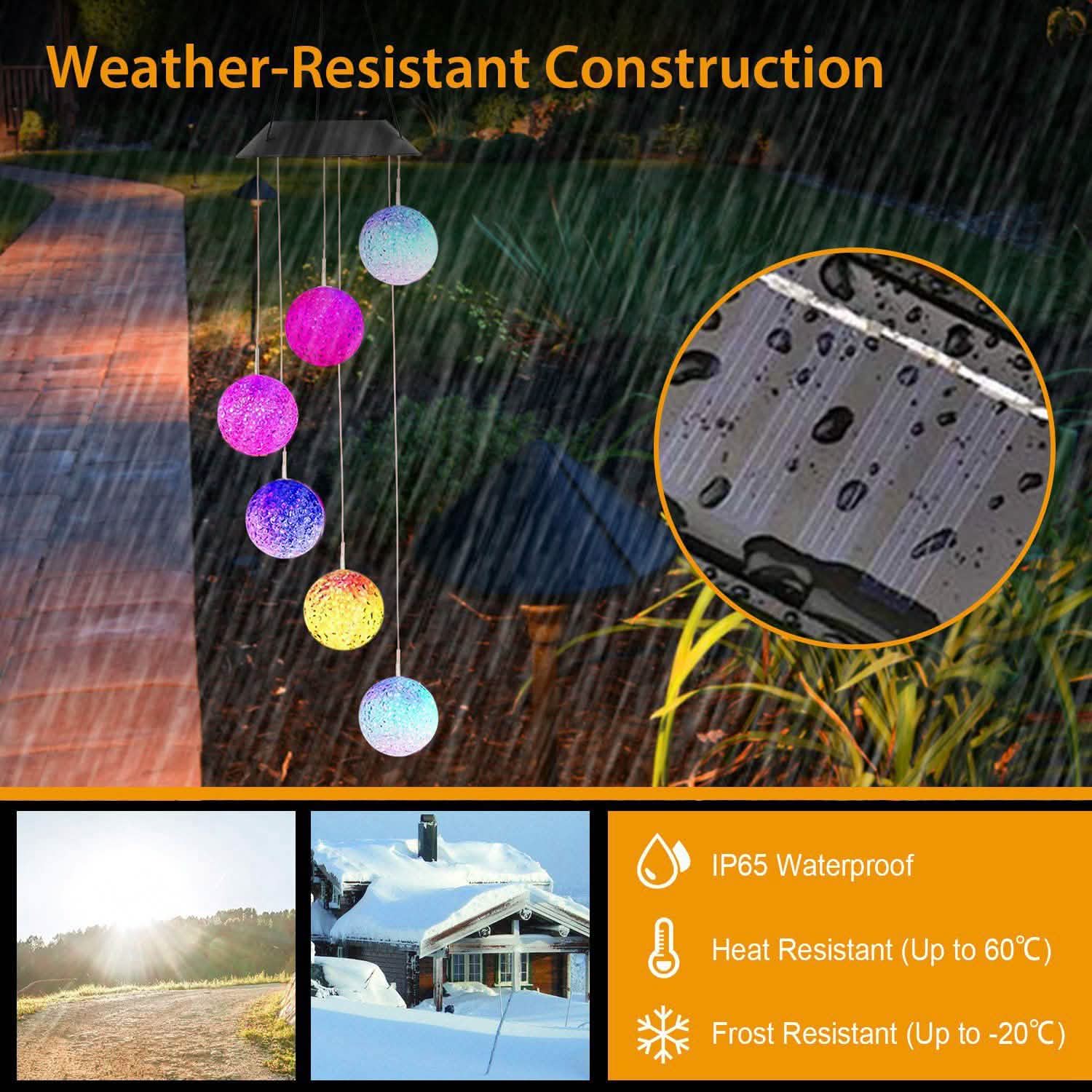 Solar Powered LED Ball Wind Chimes - Color Changing LED String Light DailySale