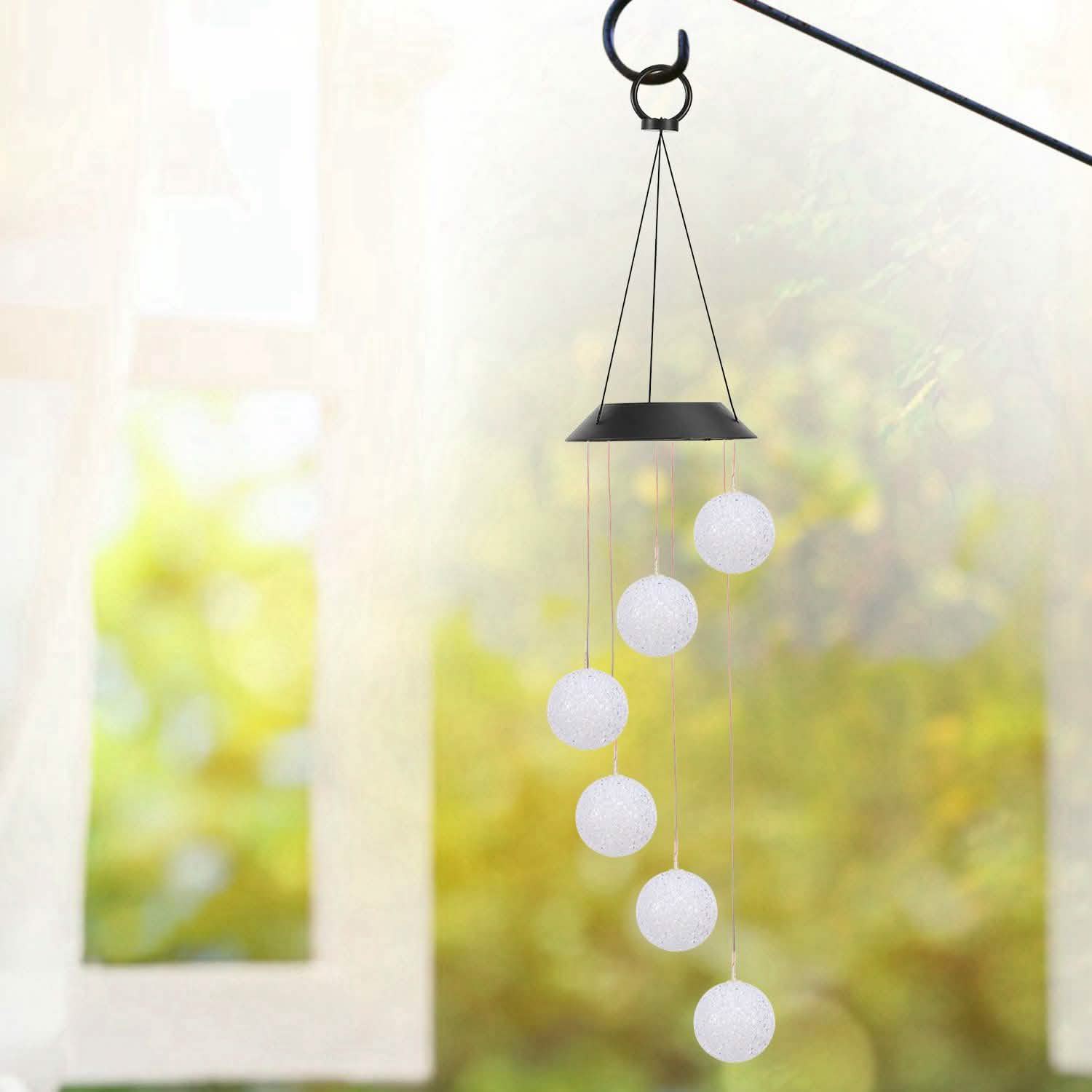 Solar Powered LED Ball Wind Chimes - Color Changing LED String Light DailySale