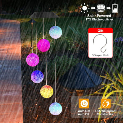 Solar Powered LED Ball Wind Chimes - Color Changing LED String Light DailySale