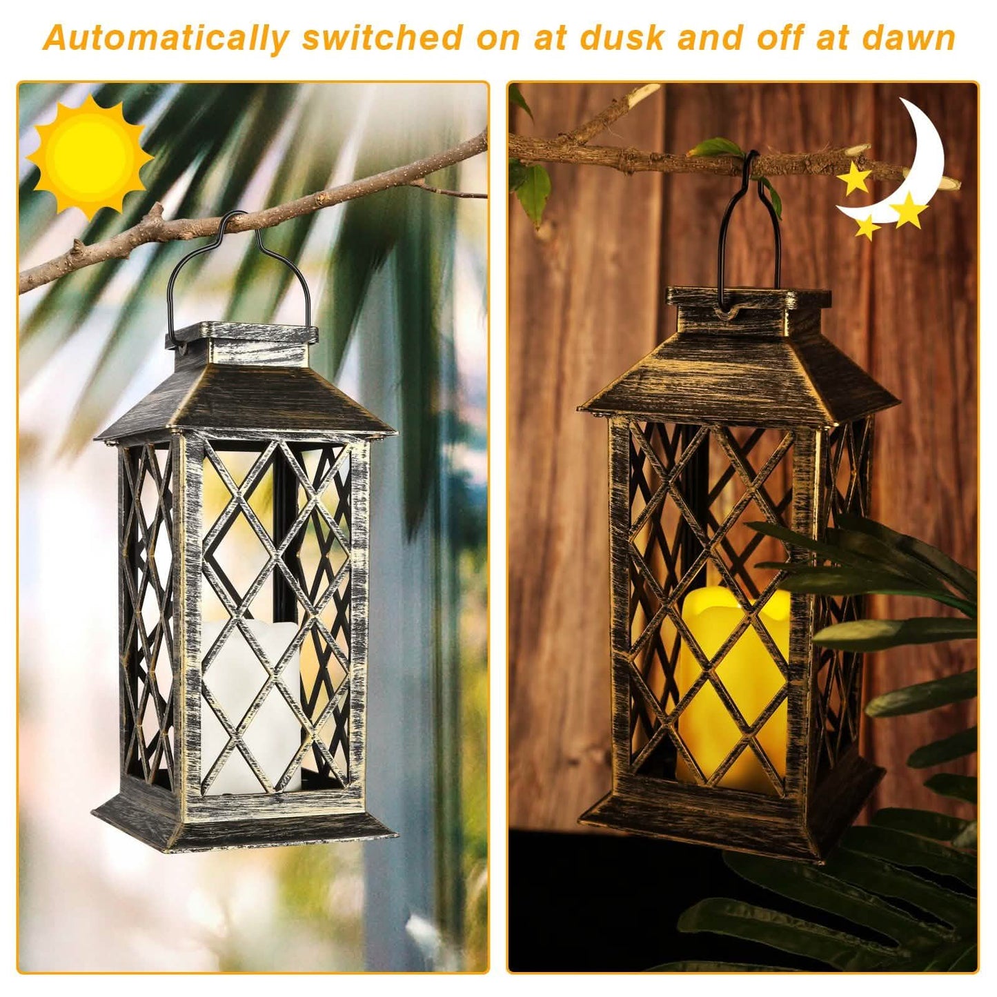 Solar Powered Led Outdoor Lantern Waterproof Candle Hanging Light DailySale