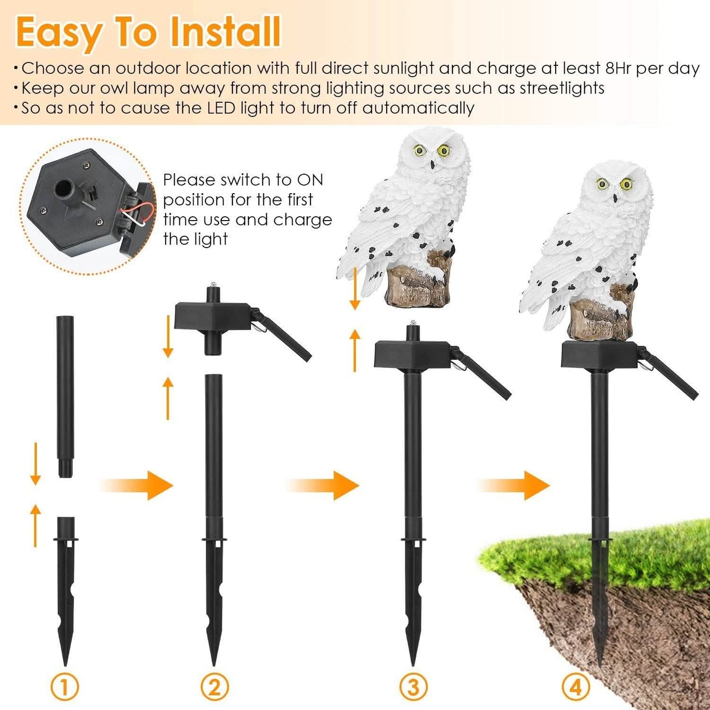 Solar Powered Owl Garden Light IP65 Waterproof DailySale