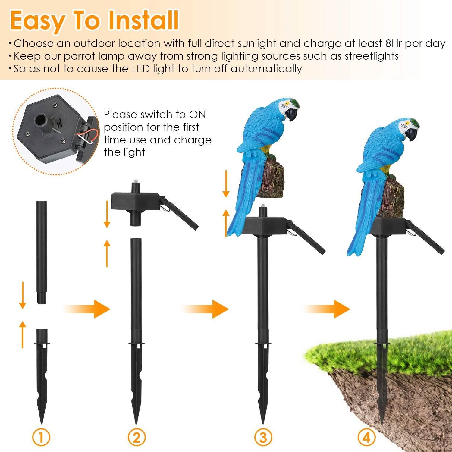 Solar Powered Parrot Garden Light IP65 Waterproof LED DailySale