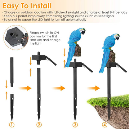 Solar Powered Parrot Garden Light IP65 Waterproof LED DailySale